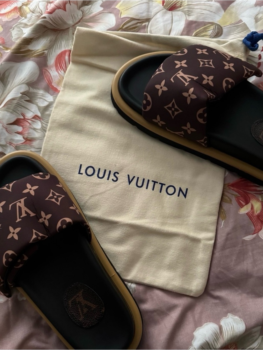 LV Brown Monogram Slide Sandals